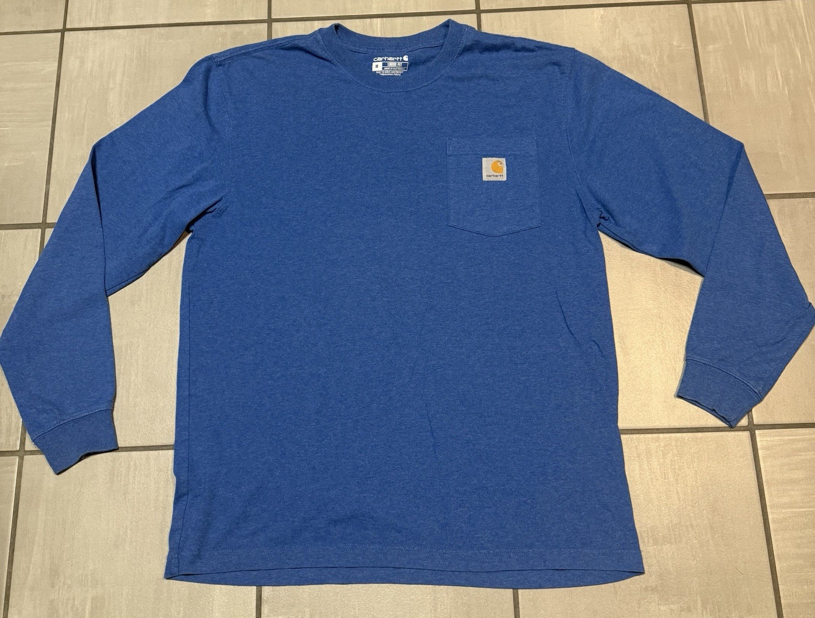 Carhartt Men’s Long Sleeve T-Shirt Loose Fit, Blue, Size Medium