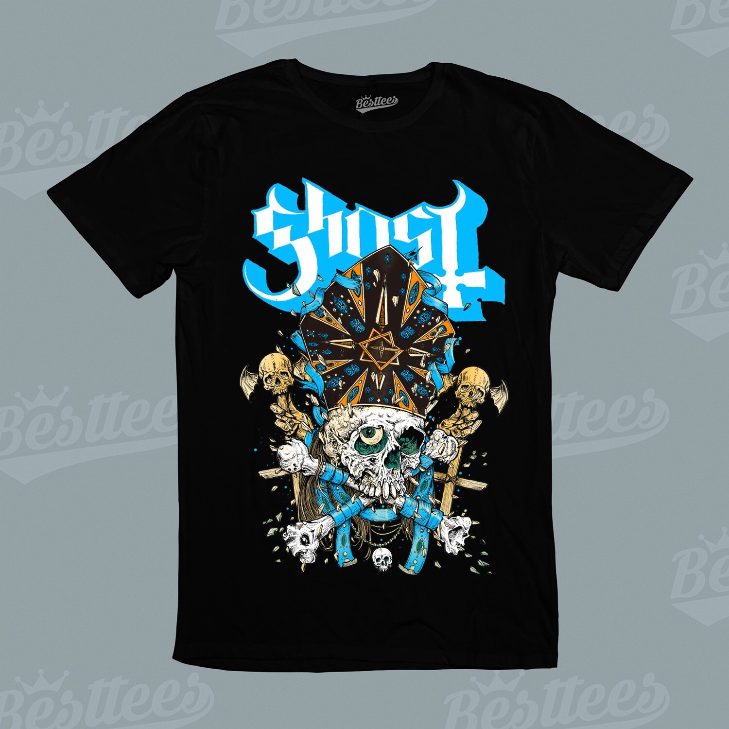 Unisex Priest Skull Ghost Death Rock Metal Rock N Roll Music Band T-Shirt