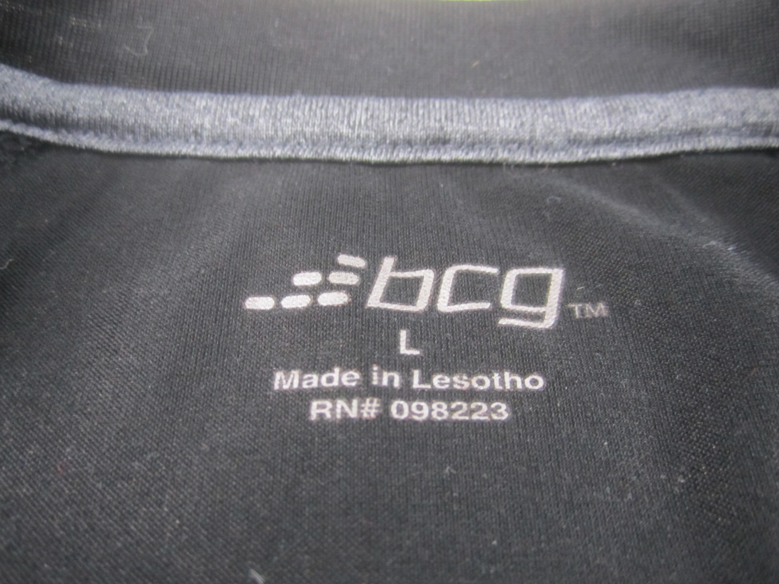BCG Shirt Mens Large Black Athletic Gym Short Sleeve Polyester Spandex Crew Neck