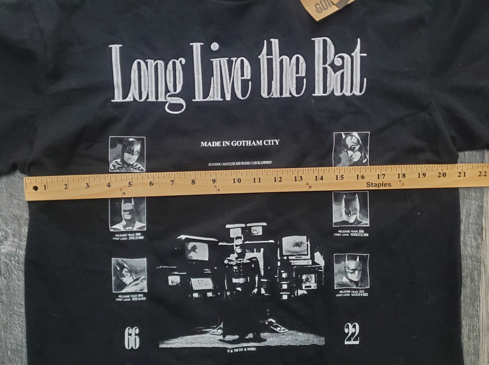 Batman The Theatrical Collection Double-Sided Embroidered T-Shirt~M~NEW W/ TAGS!