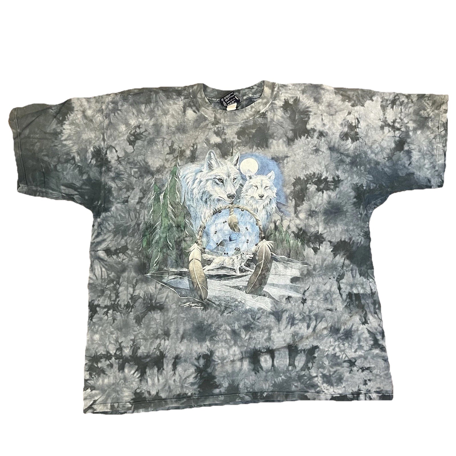 Polar Graphics tie dye Wolf Wolves Dream Catcher T Shirt Vintage Top 2XL