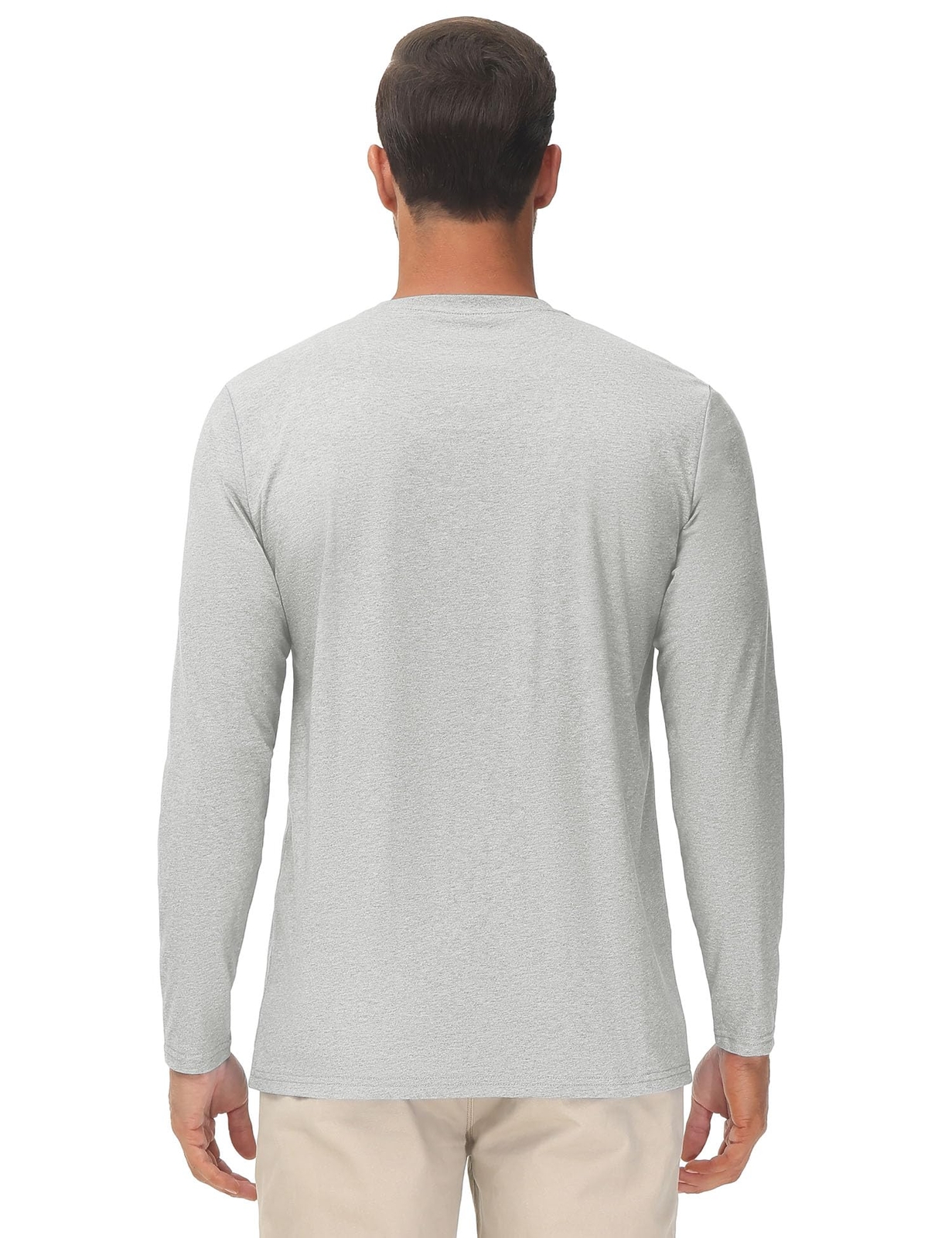 Men’s Casual Cotton Shirts Long Sleeve Crewneck Quick Dry Sport Plain T-Shirts