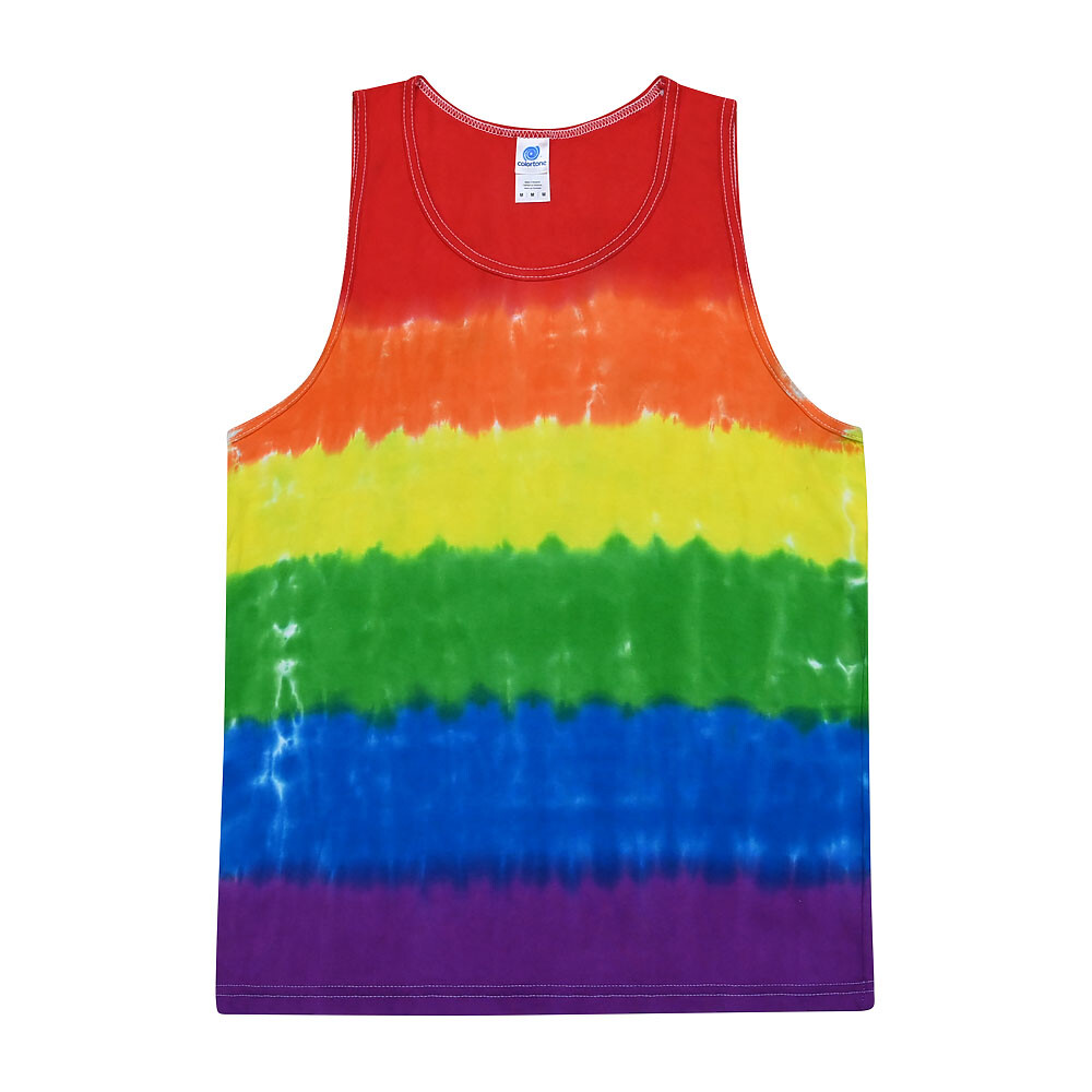 Multi-Color Tie Dye Tank Tops Sleeveless T-Shirts Adult Large 100% Cotton