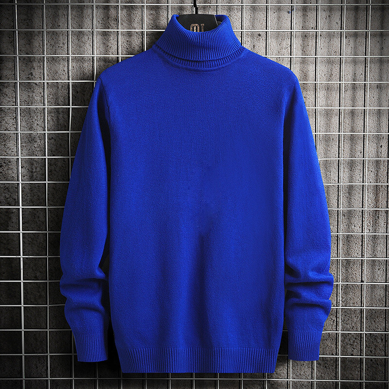 Men’s High Collar Knitted Turtleneck Solid Color Warm Sweater Warm Pullover New