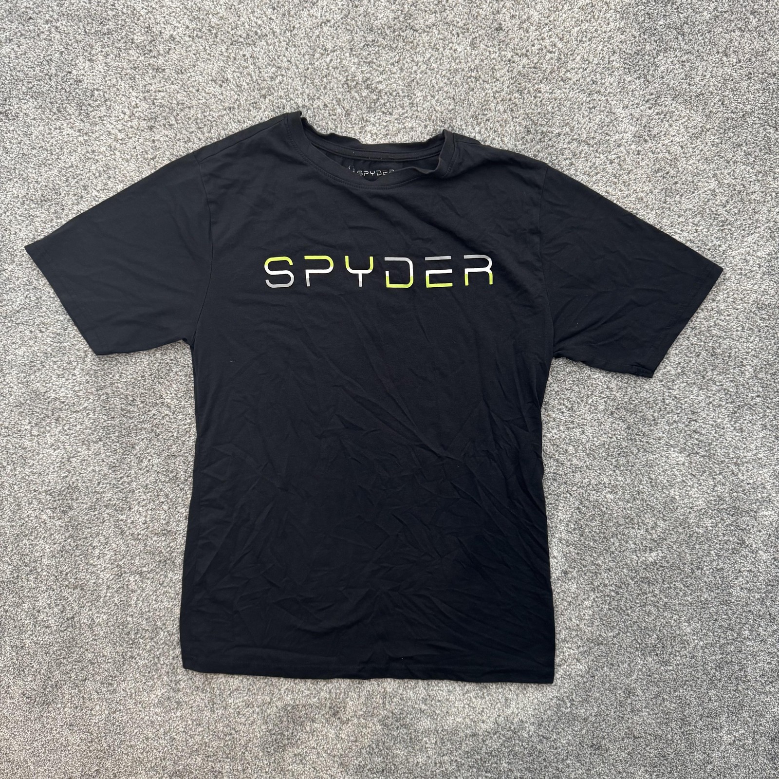 Spyder Shirt Mens Medium Black Graphic Tee Athletic Outdoor Crewneck Logo Top