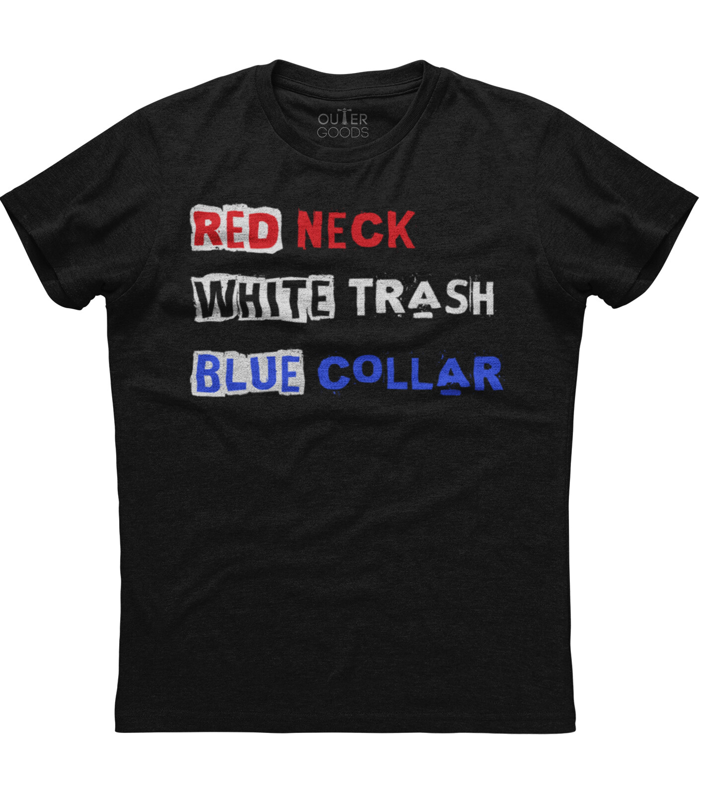 Red Neck White Trash Blue Collar Mens Short Sleeve New Cotton Black T-shirt