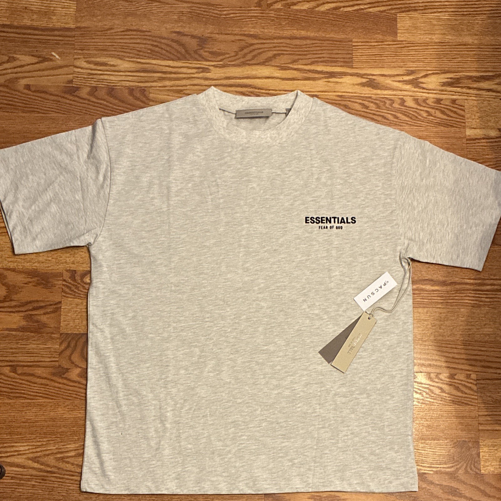 Fear of God Essentials light oatmeal short sleeve T-Shirt Size L, fits a XL