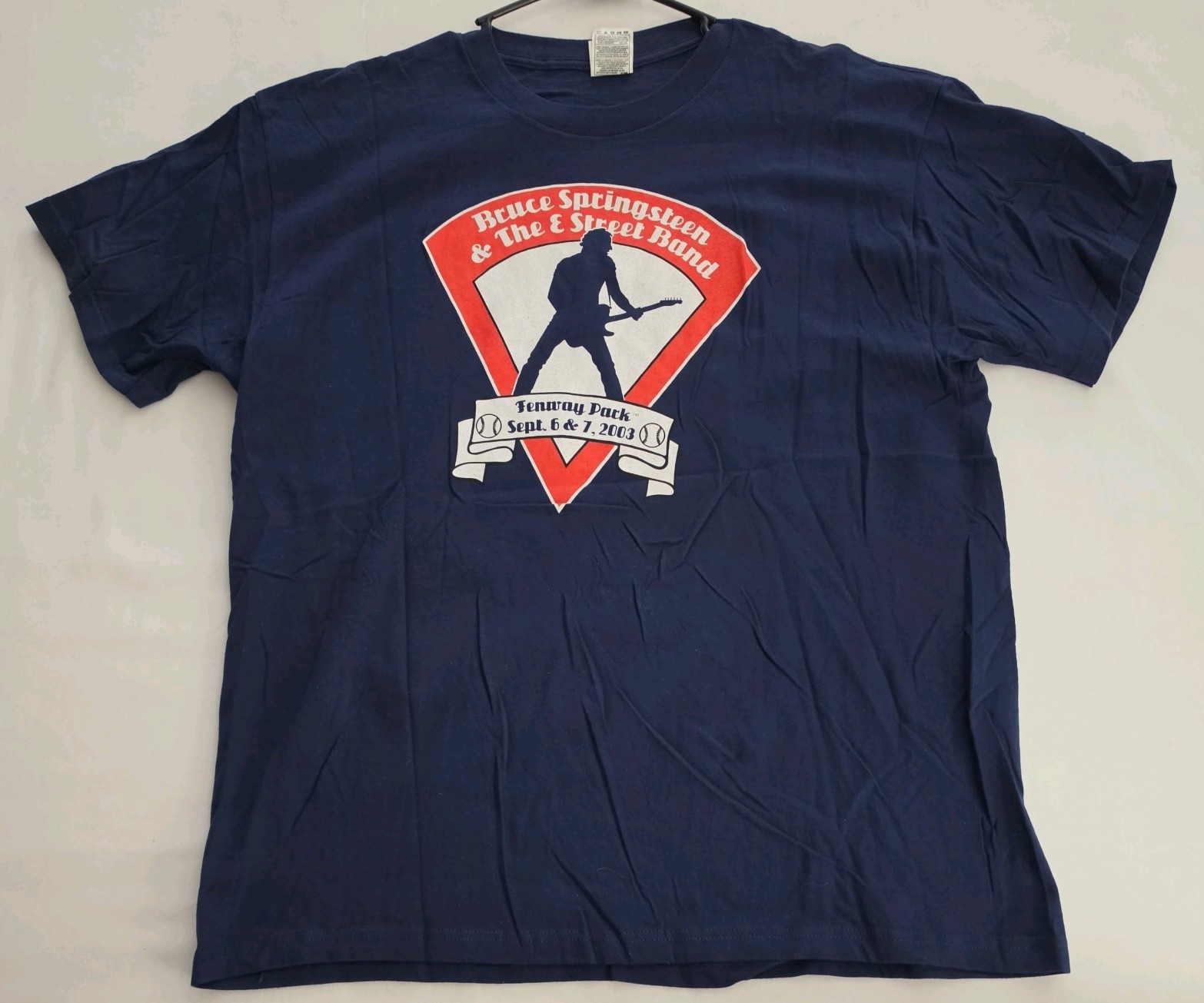 Vintage Bruce Springsteen T Shirt 2003 Fenway Park Concert Blue EL