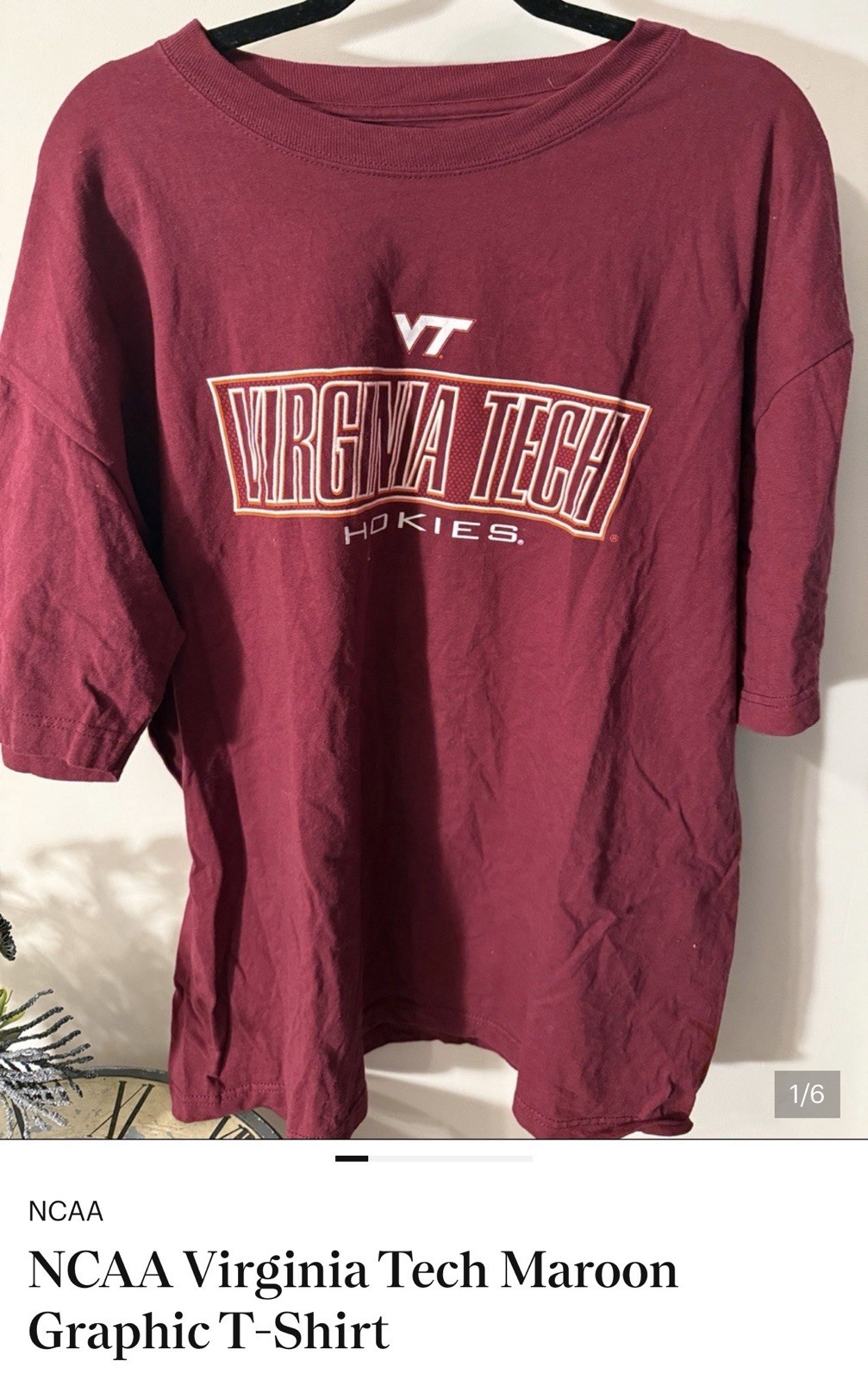 Virginia Tech Hokies Nike Mens Med Gray Short Sleeve Graphic T-Shirt NCAA
