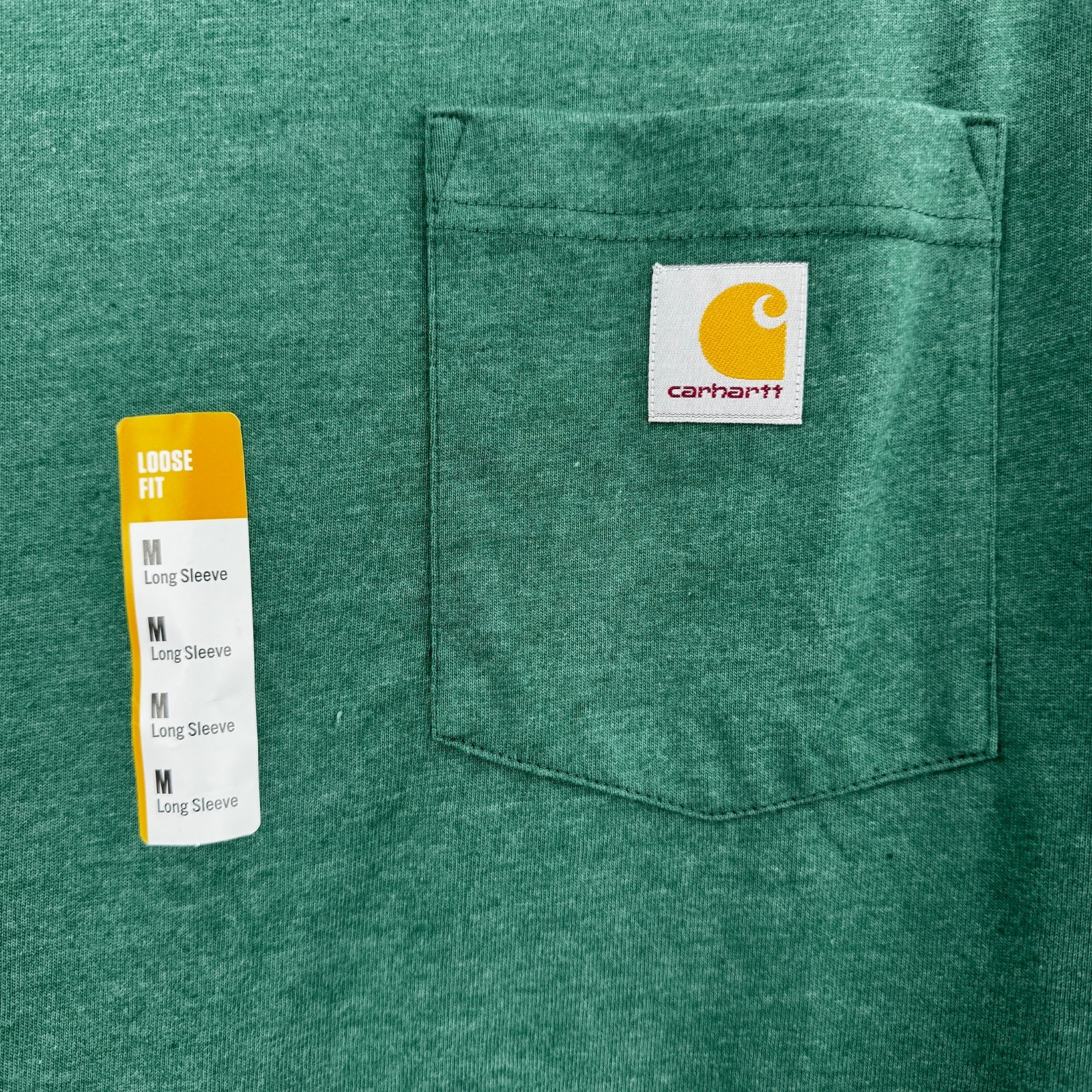 Carhartt K126 Men’s Loose Fit Heavyweight Logo Pocket T-Shirt Med Green Work NEW