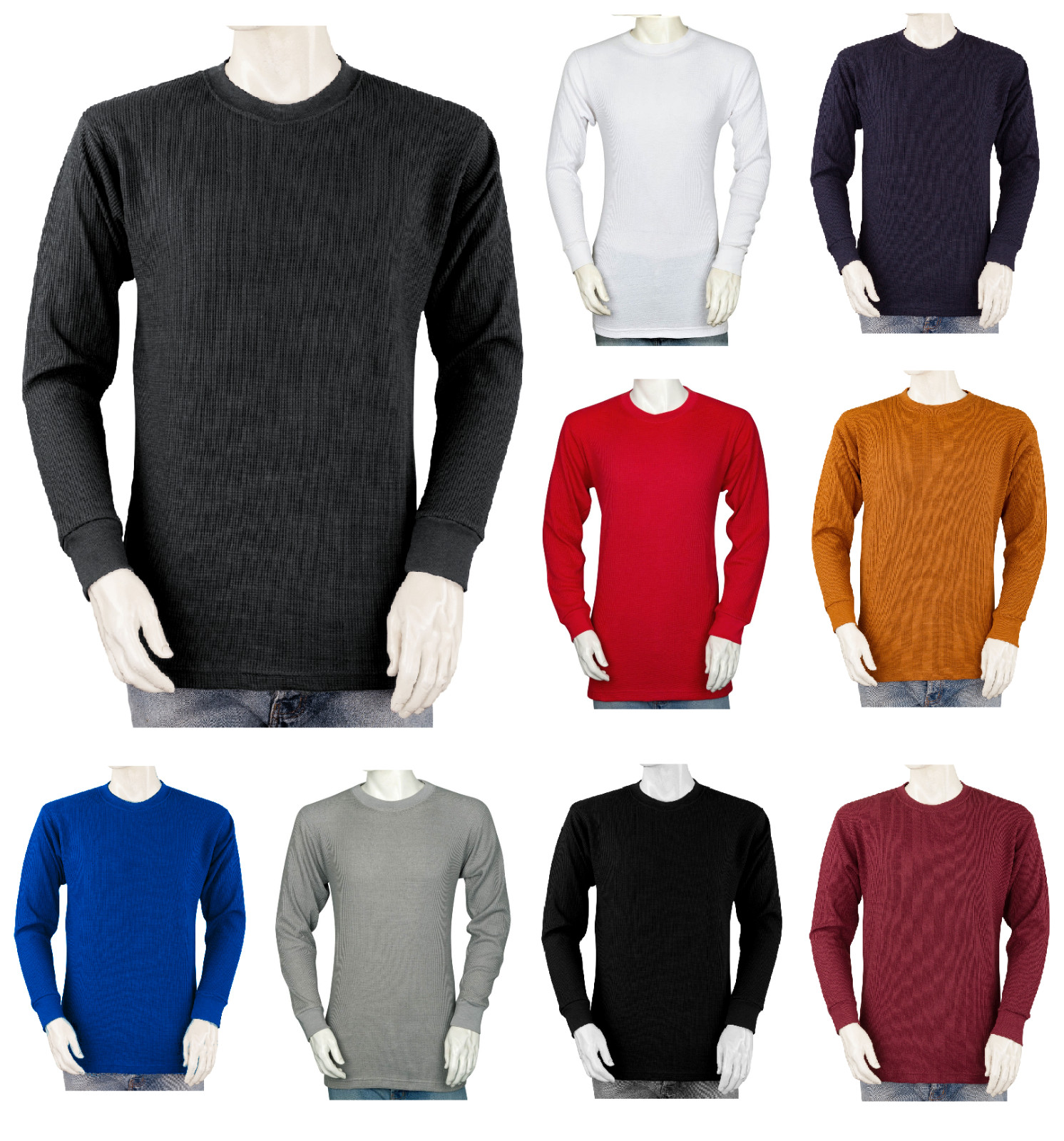 Styllion Big and Tall – Mens THERMAL Shirts Crew – Heavy Weight – TCLS