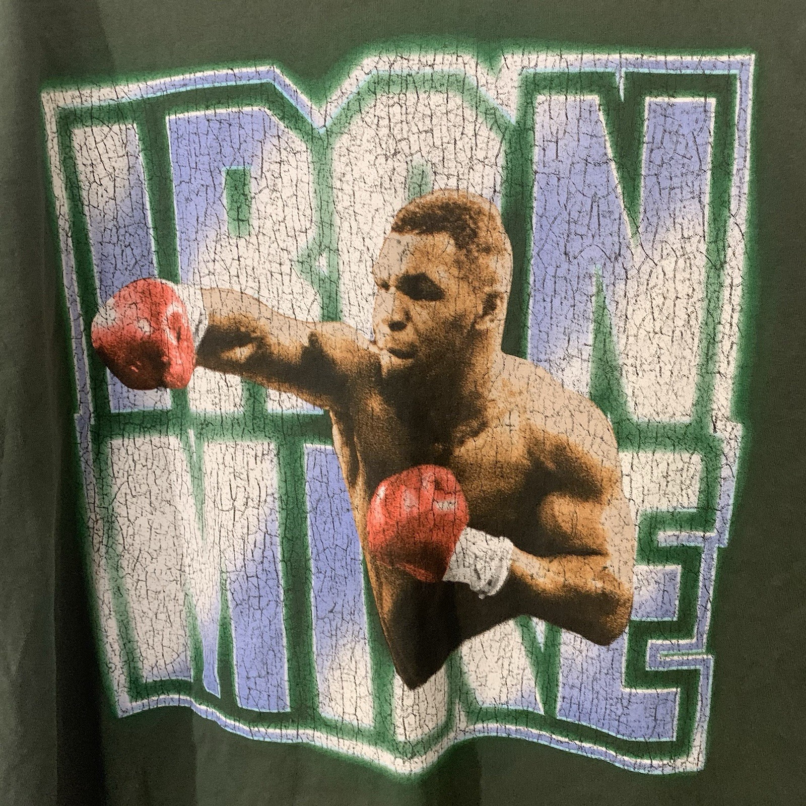 Mike Tyson Men’s Shirt 2XL Green Iron Mike Graphic Print Short Sleeve