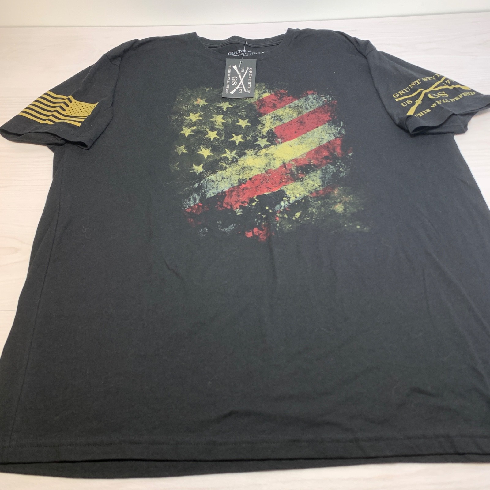 Grunt Style Shirt Mens AMERICAN FLAG Black Rad Dad Short Sleeve Casual Men 2X
