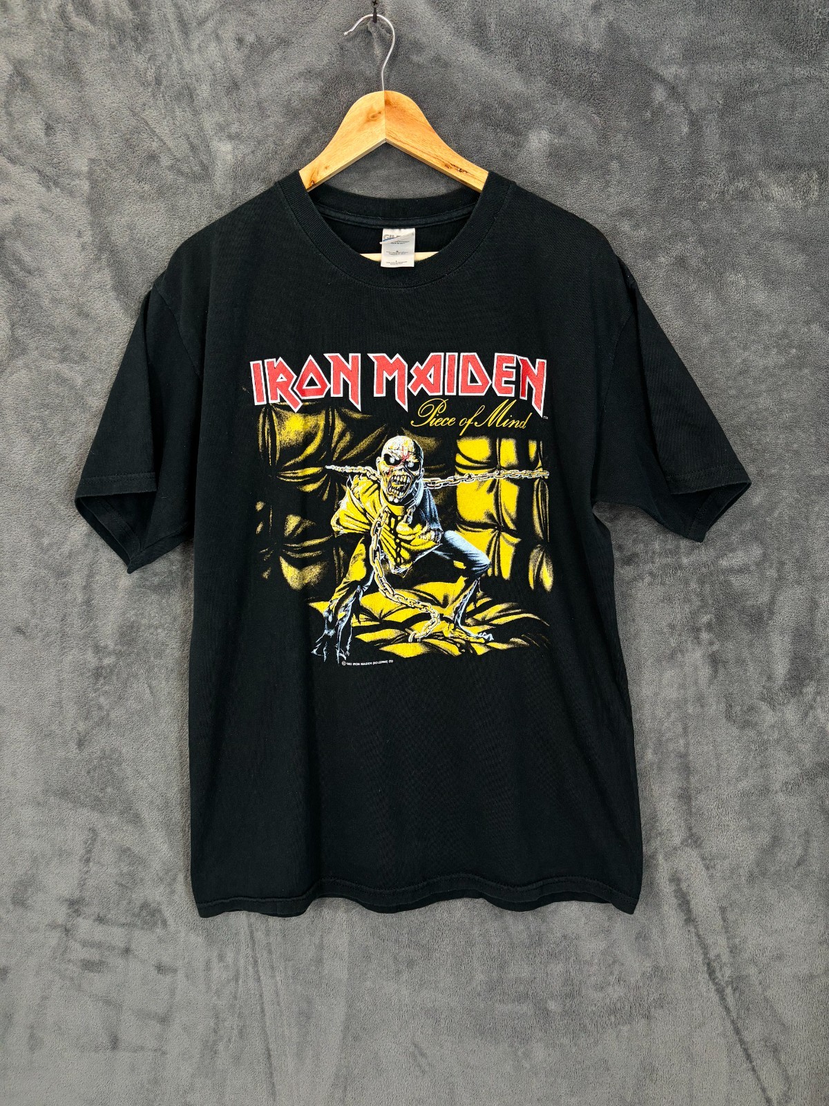 Vintage Iron Maiden Shirt Mens Large Black Piece Of Mind Metal Grunge Y2K 90s