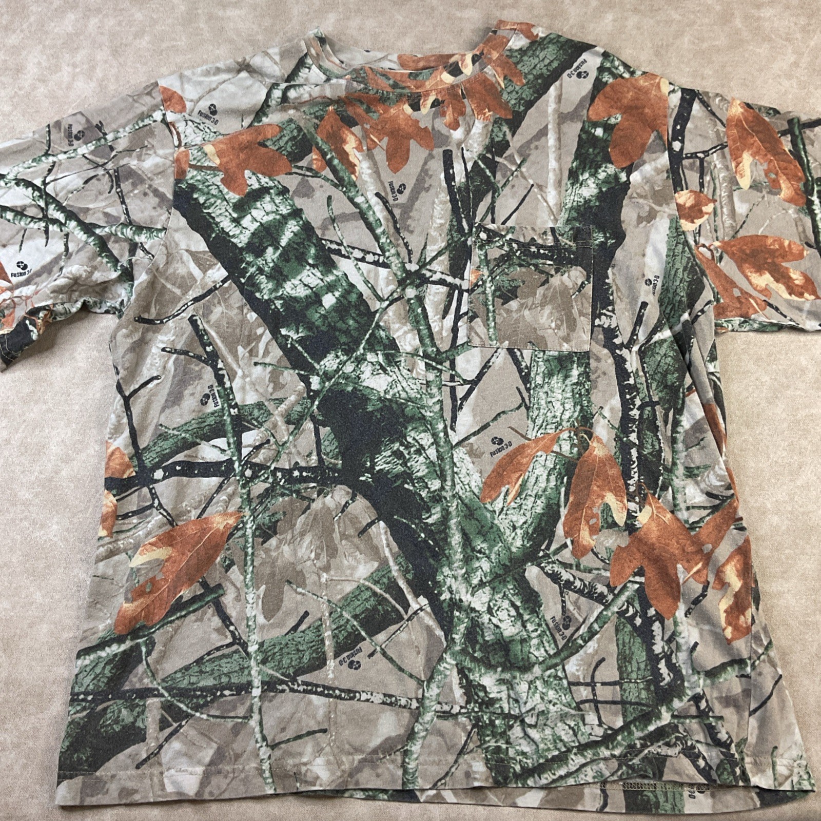 Outfitters Ridge Shirt Pocket Tee Men Sz XL Fusion 3D Camo Outdoor Hunting