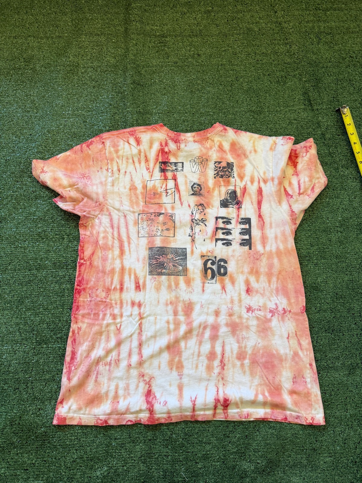 Vans Tie Dye Orange Red White Eyes Graphic T Shirt Tee Skater Size Medium