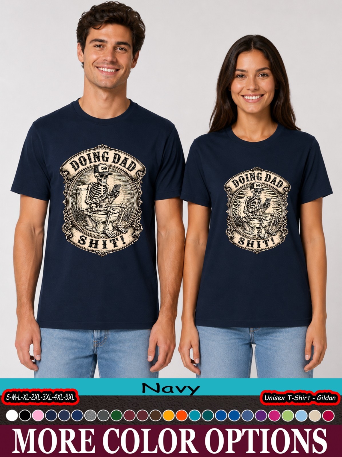 Funny Dad Bathroom Humor Shirt, Skeleton Toilet Phone Father’s Day Tee