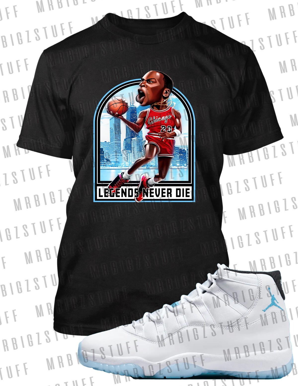 Rookie Legends Never Die 8XL Bigdude Sneaker Tee Shirt to Match J6 Rings