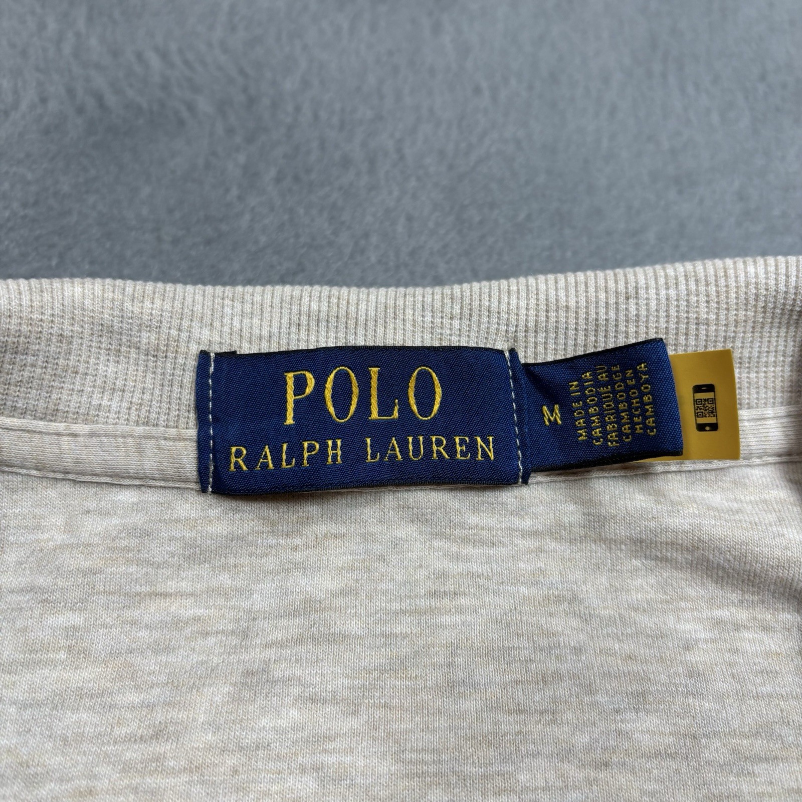 Polo Ralph Lauren 1/4 Zip Sweater LSHZM16 Mens M Beige Brown Zipper Preppy Pony