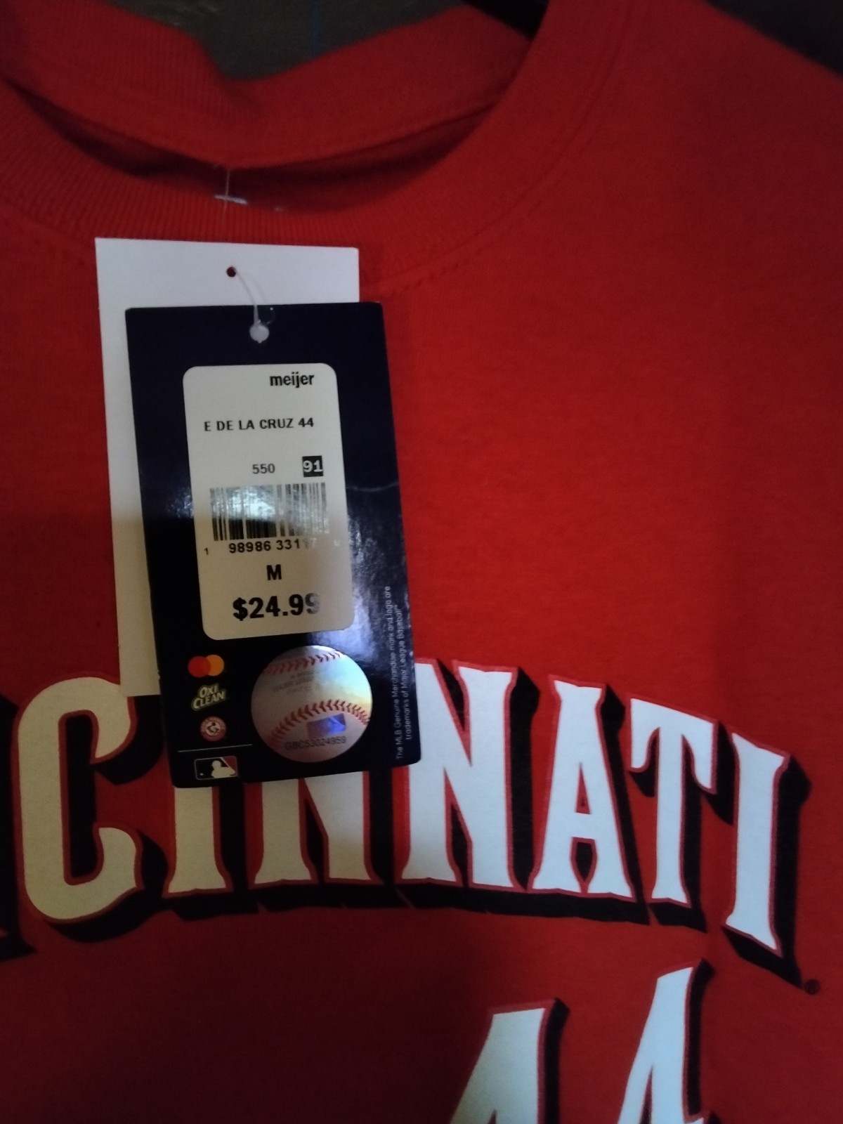 Cincinnati Reds DelaCruz #44 Baseball T Shirt Red MLB Licensed, Medium NWT