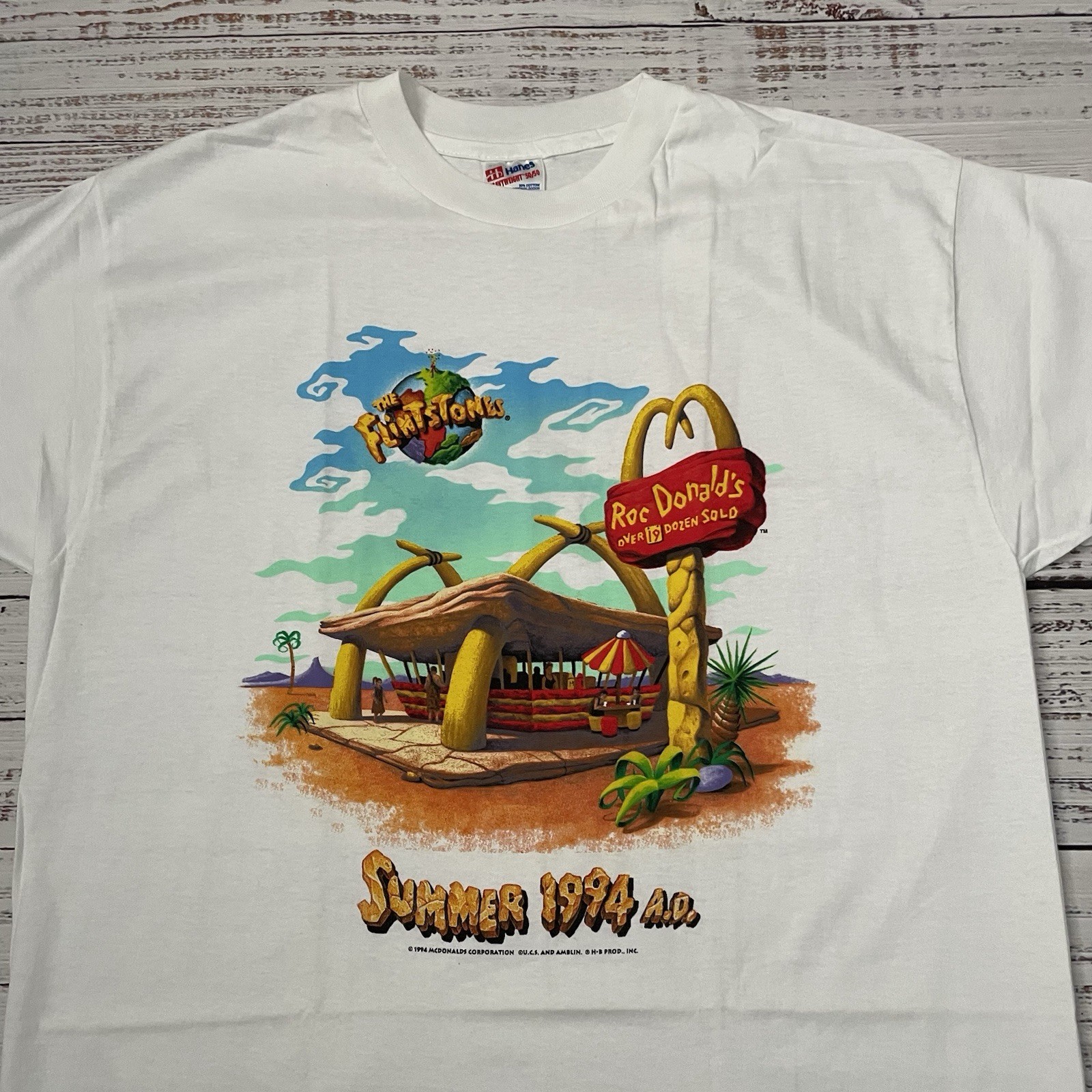 Vintage McDonald’s Flintstones 1994 T-Shirt Rockdonald’s Single Stitch Adult XL