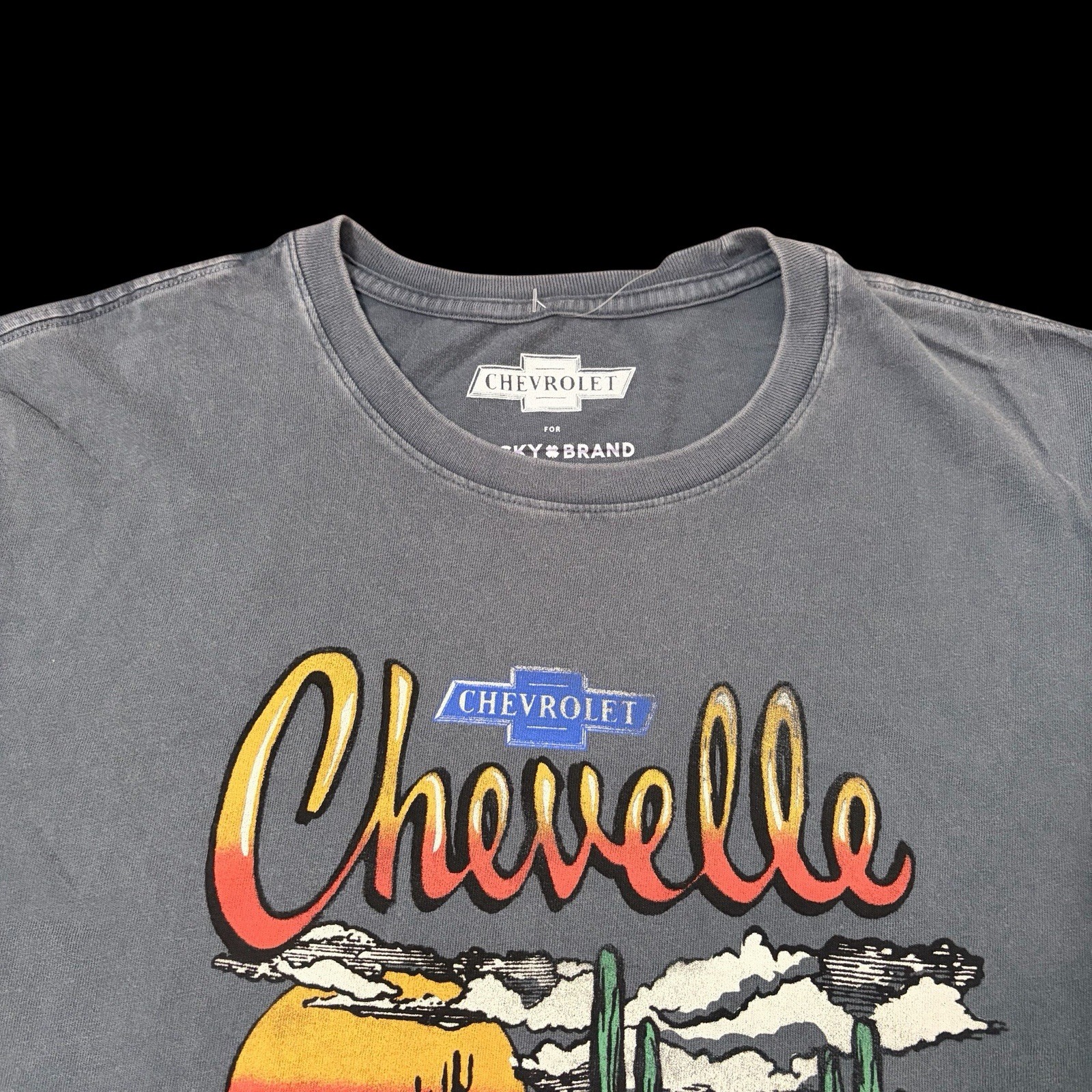 100% Cotton Lucky Sz L New Chevrolet Tshirt Teal Gray Vintage Appeal
