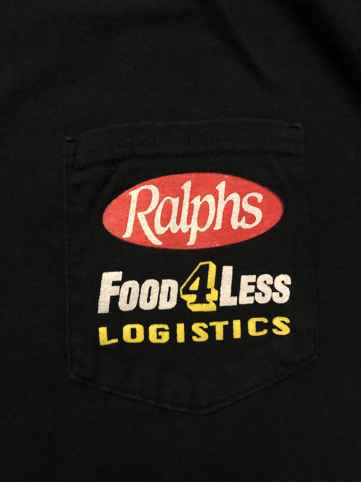 VTG. Food 4 Less Ralphs Kroger Logistics Pocket Employee Work Uniform T-Shirt XL