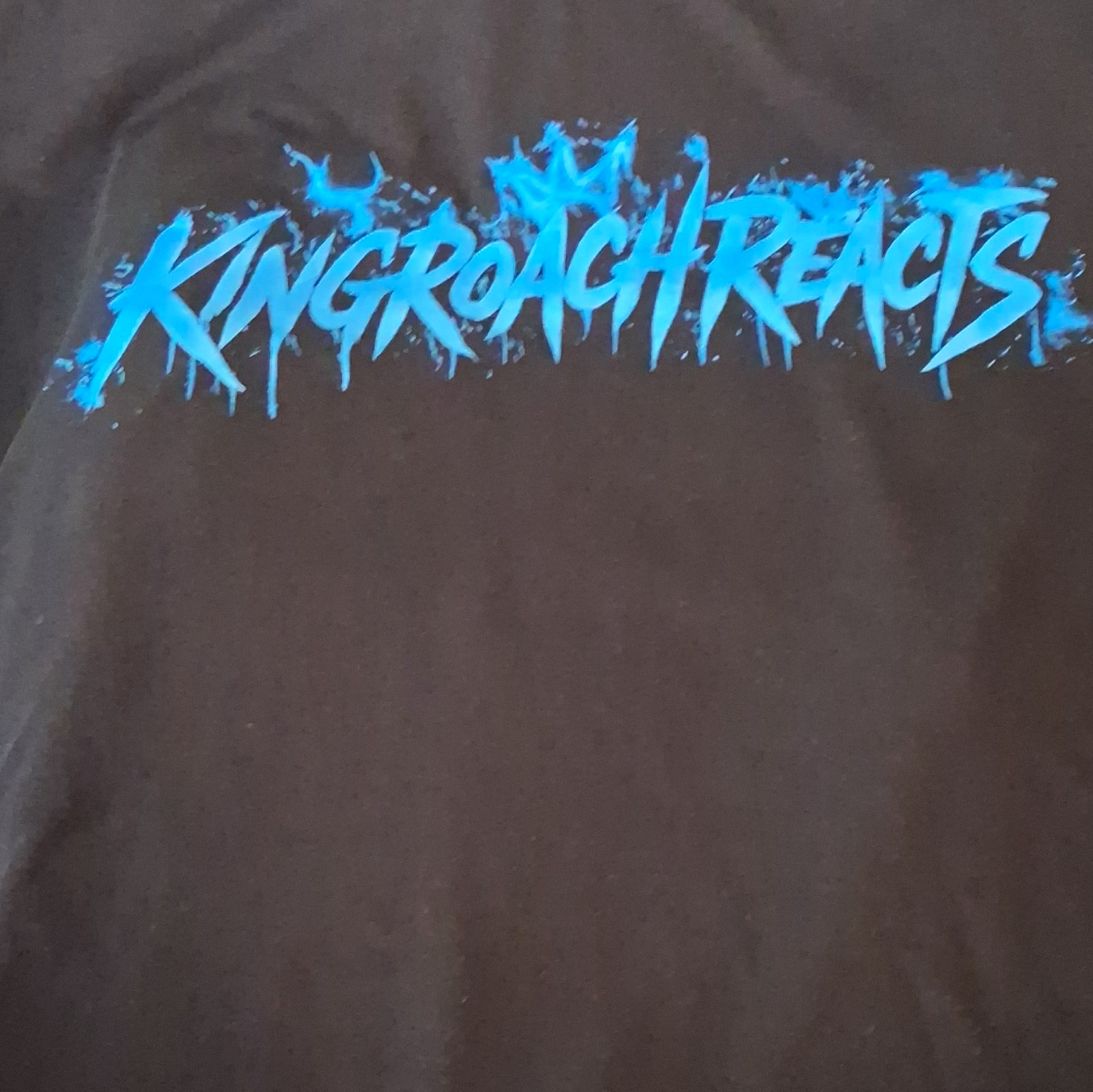 Men’s Black Graphic Print T-Shirt Blue KINGROACHREACTS Logo Music Size L