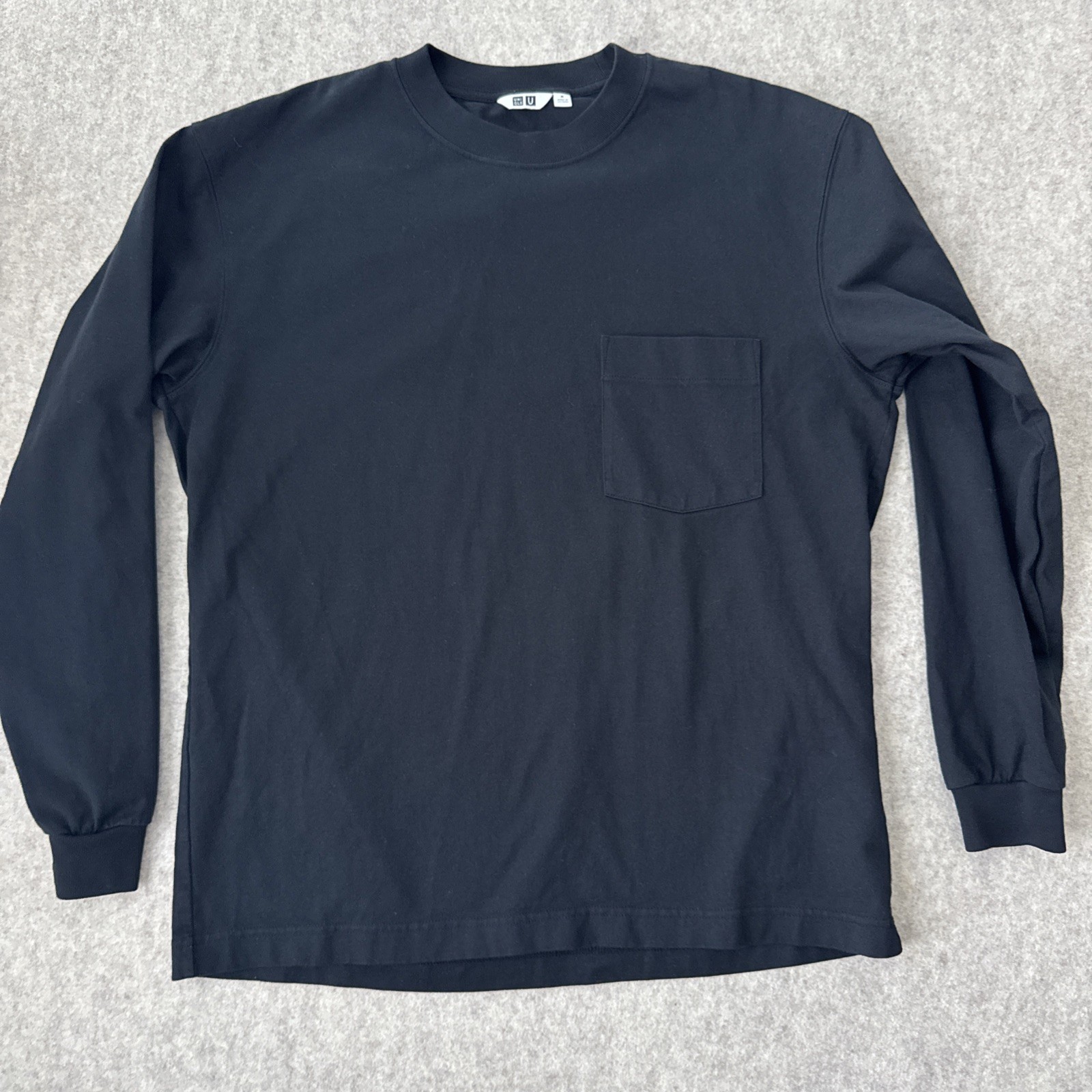 Uniqlo U Crew Neck Long Sleeve T Shirt Mens Medium Black/ Washed Black