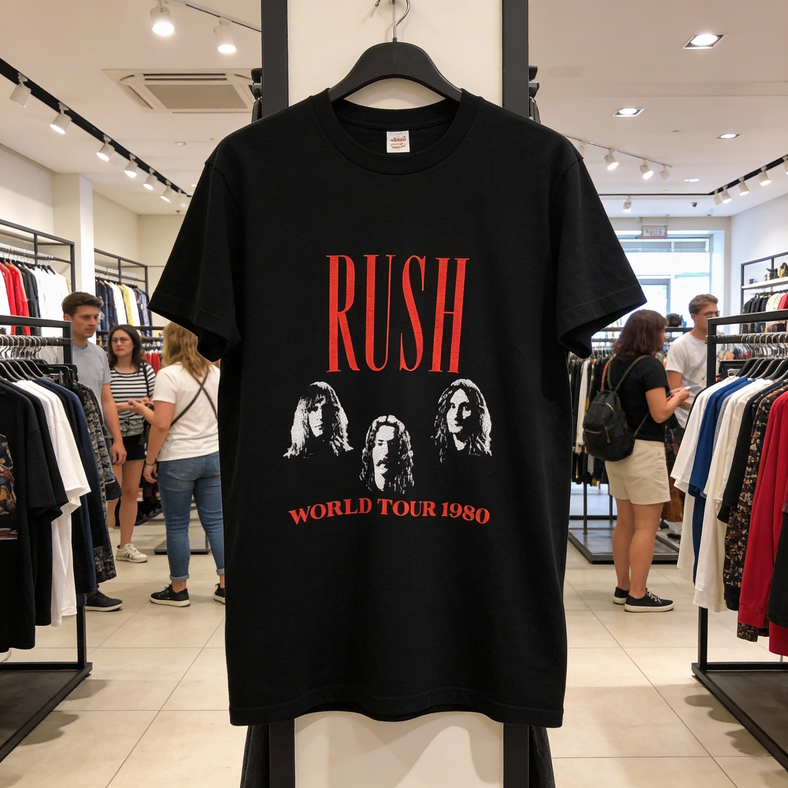 1980 Rush Permanent Waves Tour Shirt Unisex Black All size Shirt