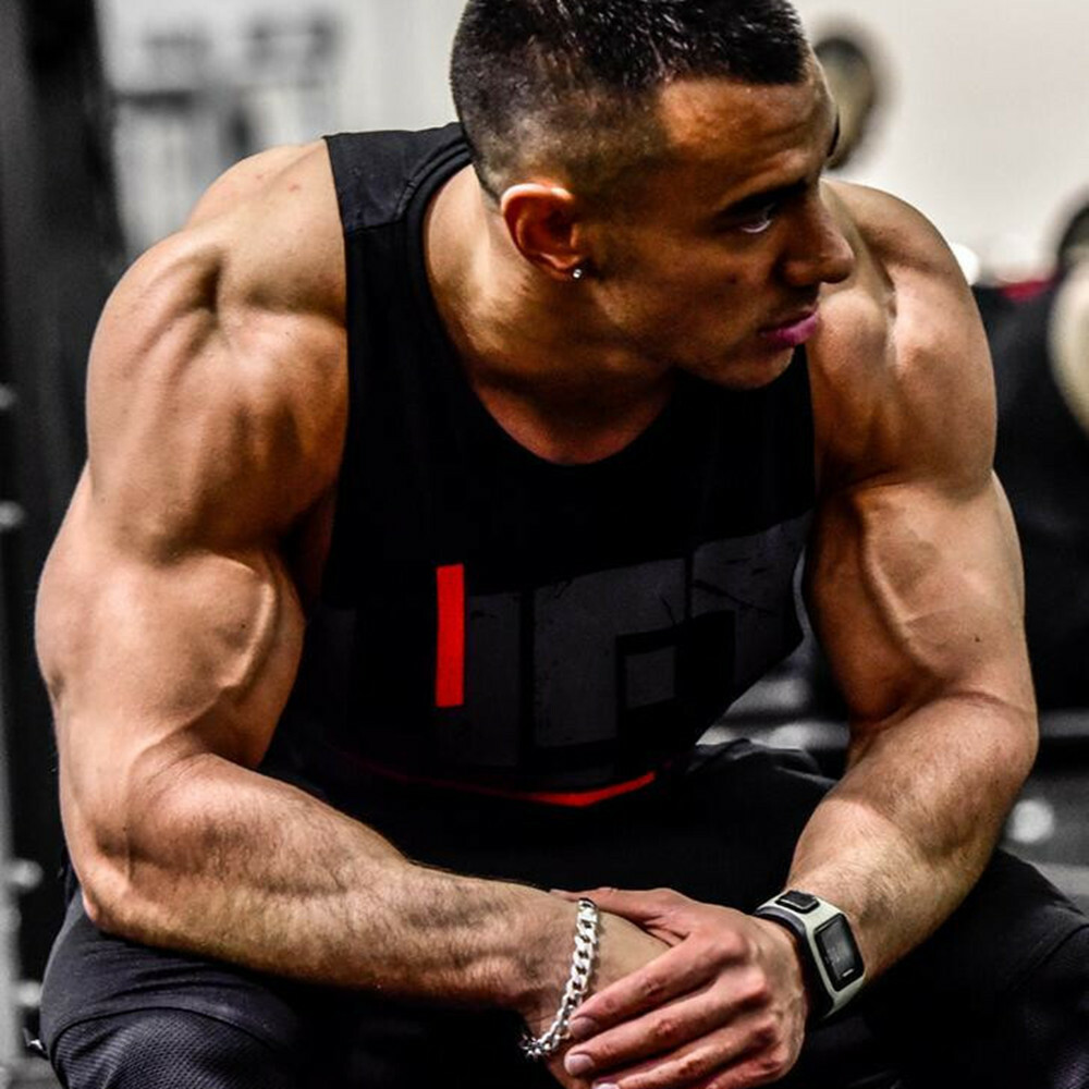 Men Workout Tank Top Sleeveless Gym Shirts Bodybuilding Fitness Muscle Tee Shirt
