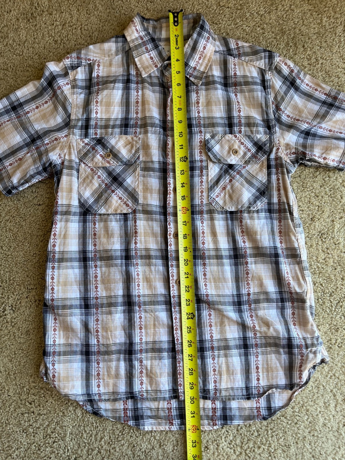 Tellason Made in USA Plaid Western Shirt Men’s Medium 100% Cotton Short Sleeve