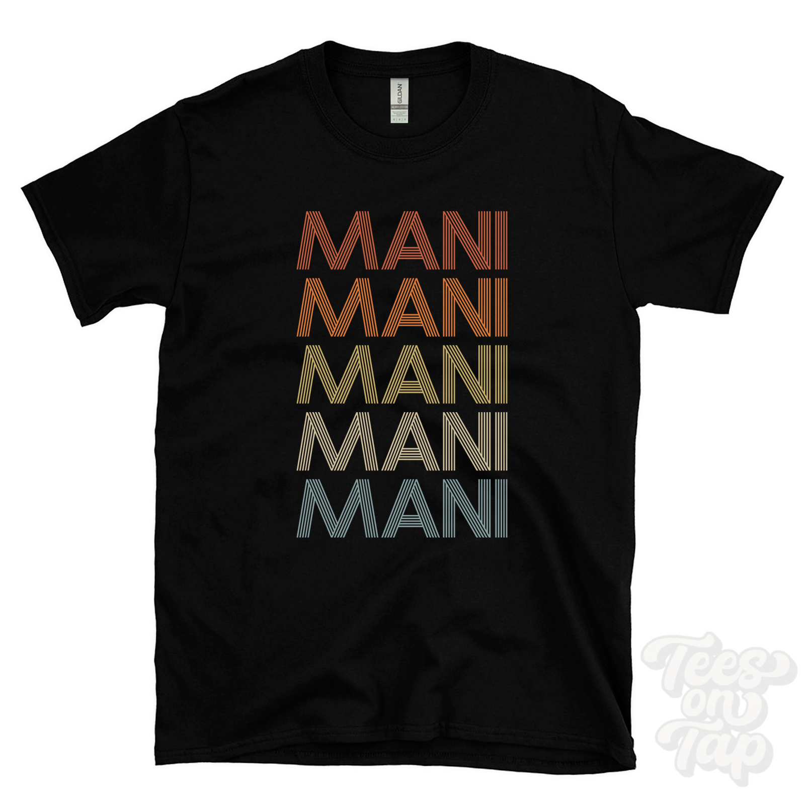 MANI REPEATED RETRO STYLE T-SHIRT mens & womens novelty cool name gift