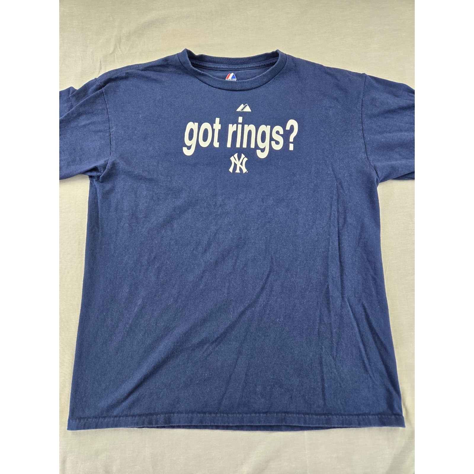 Majestic Mens New York Yankees Got Rings Graphic T-Shirt Navy Blue Large MLB