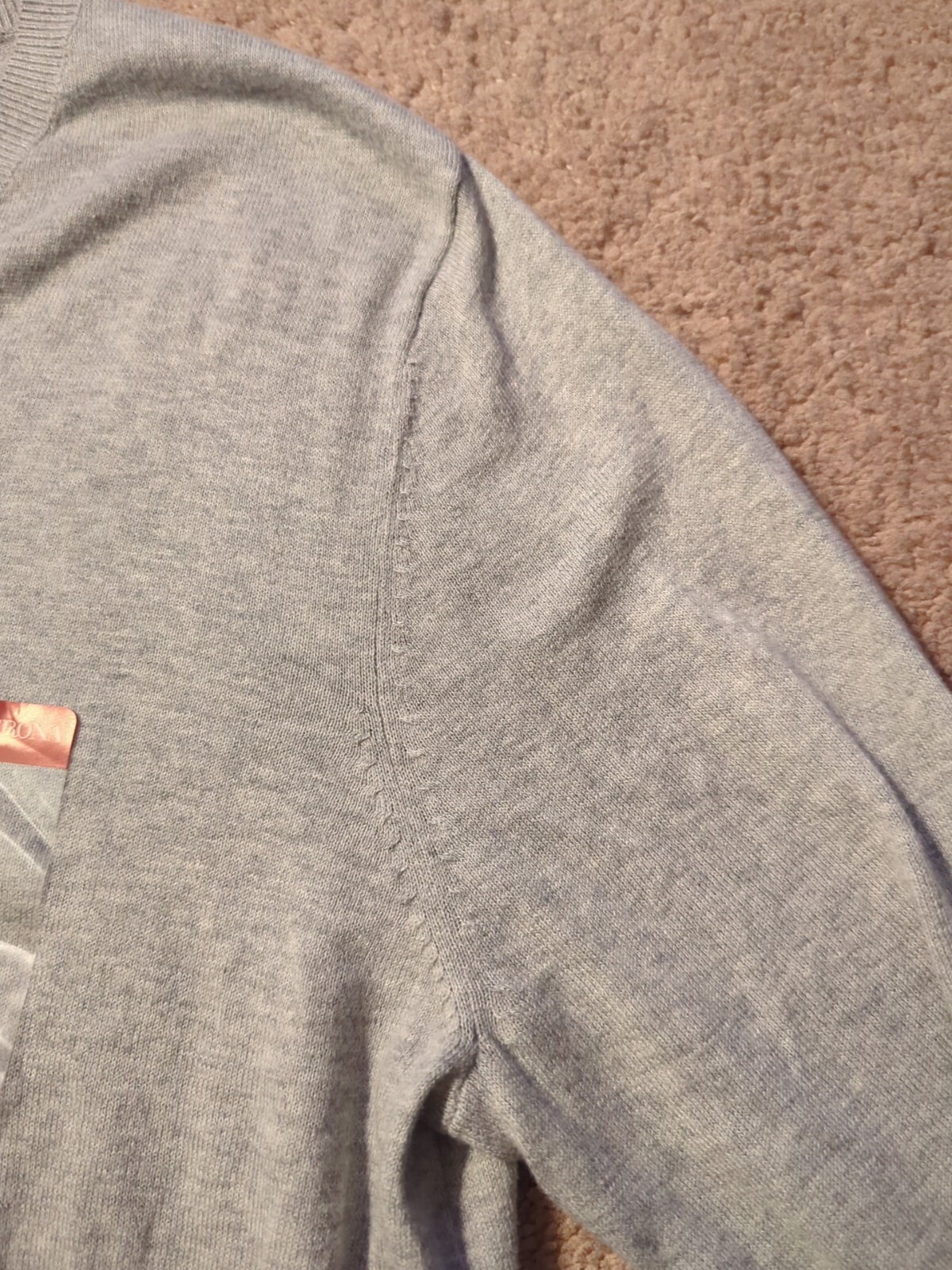 Merona Large Long Sleeve Gray V-Neck Blended Cotton Nylon Wool Shirt