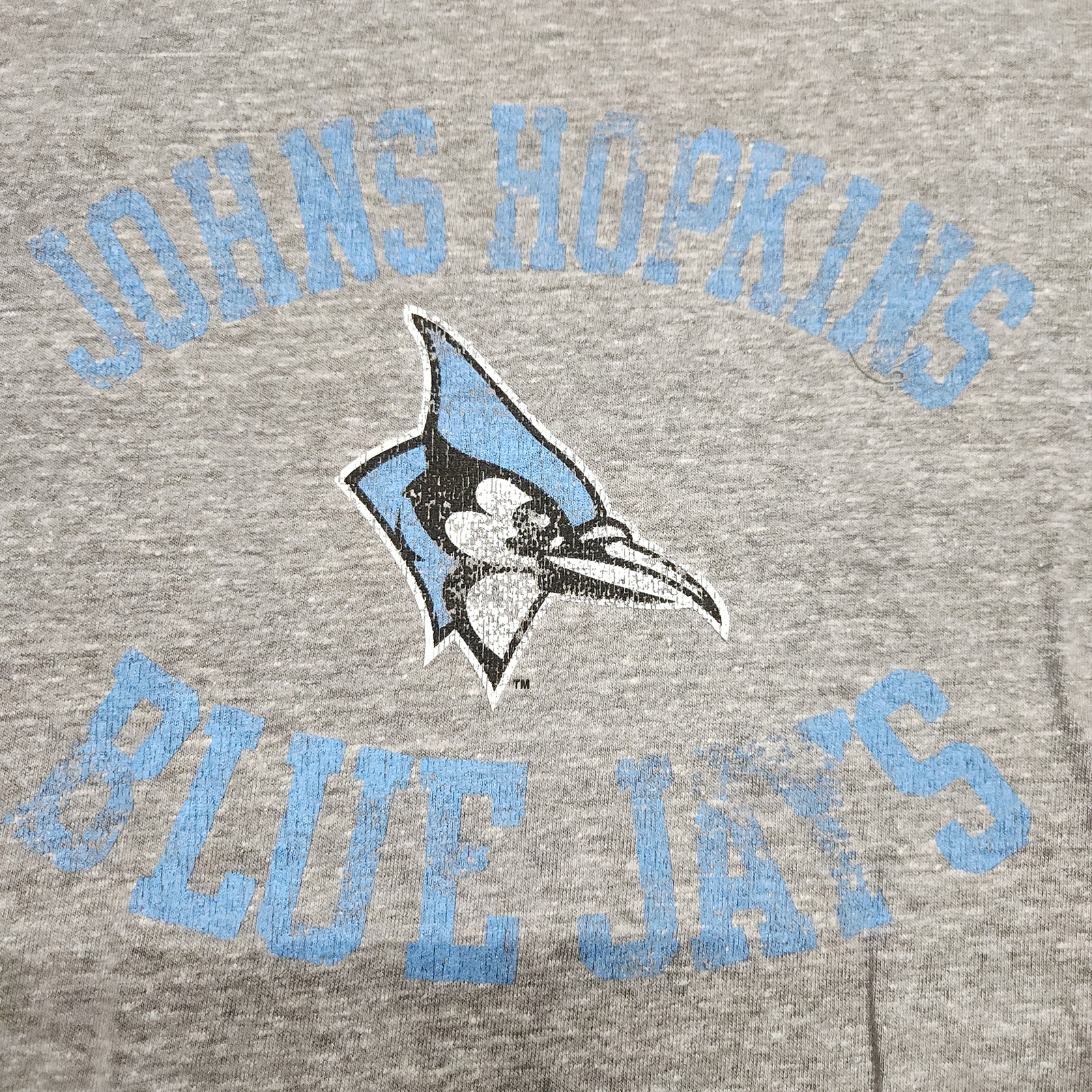 Adidas Johns Hopkins Blue Jays T Shirt XL Poly Cotton Rayon Collegiate Gray 133