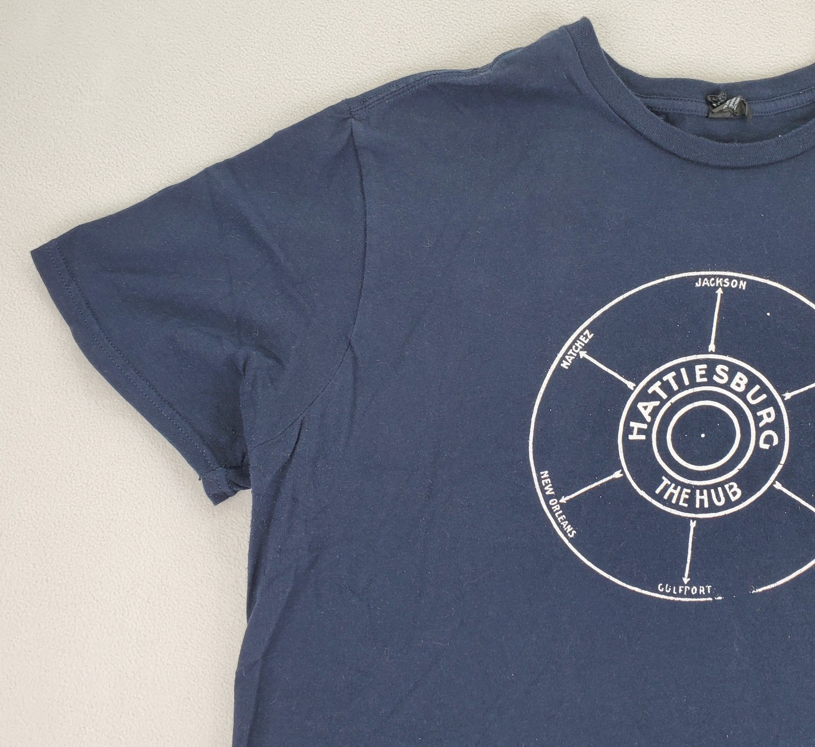 Hattiesburg The Hub T Shirt Mens 2XL Navy Blue Mississippi Map Graphic District