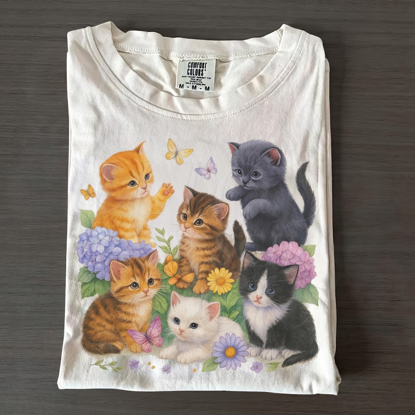 Cute Kitten Graphic T-Shirt, Vintage Cat Lover Tee, Comfort Colors Ivory Shirt,