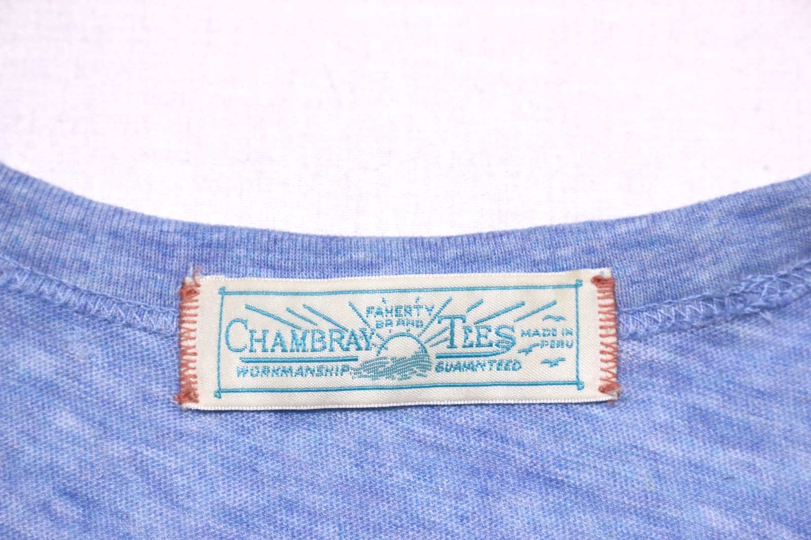 Faherty Chambray Tee Crew Neck Men’s M Heather Blue Cotton Modal Stretch Knit