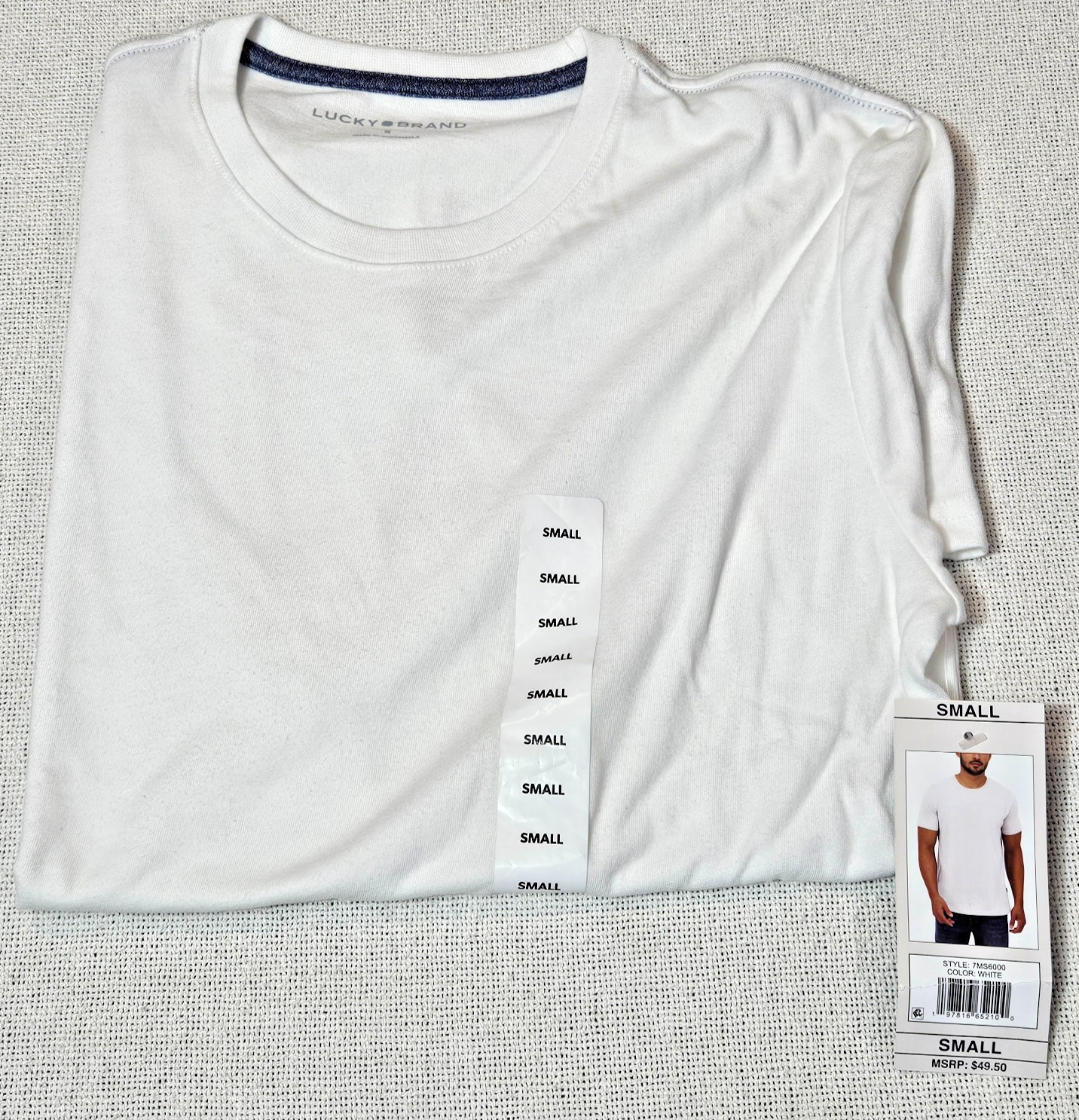 T-Shirt White Short Sleeve Ultra Soft Fit Men Small By Lucky Brand Retails 49.50