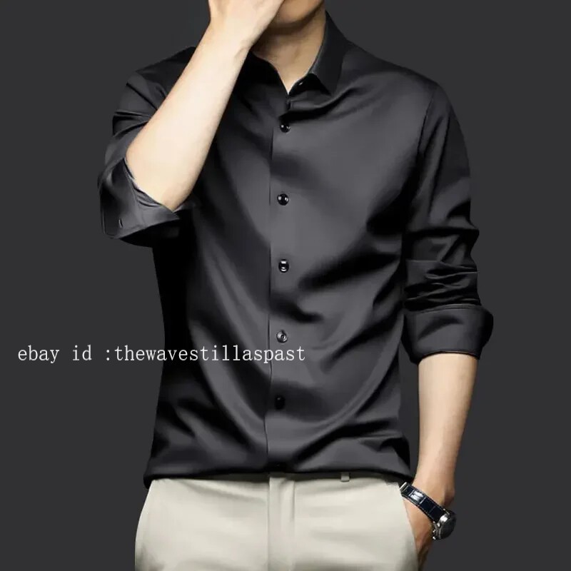Men’s Shirt Long Sleeve Non Iron Wrinkle Resistant Business Dress Casual Shirt