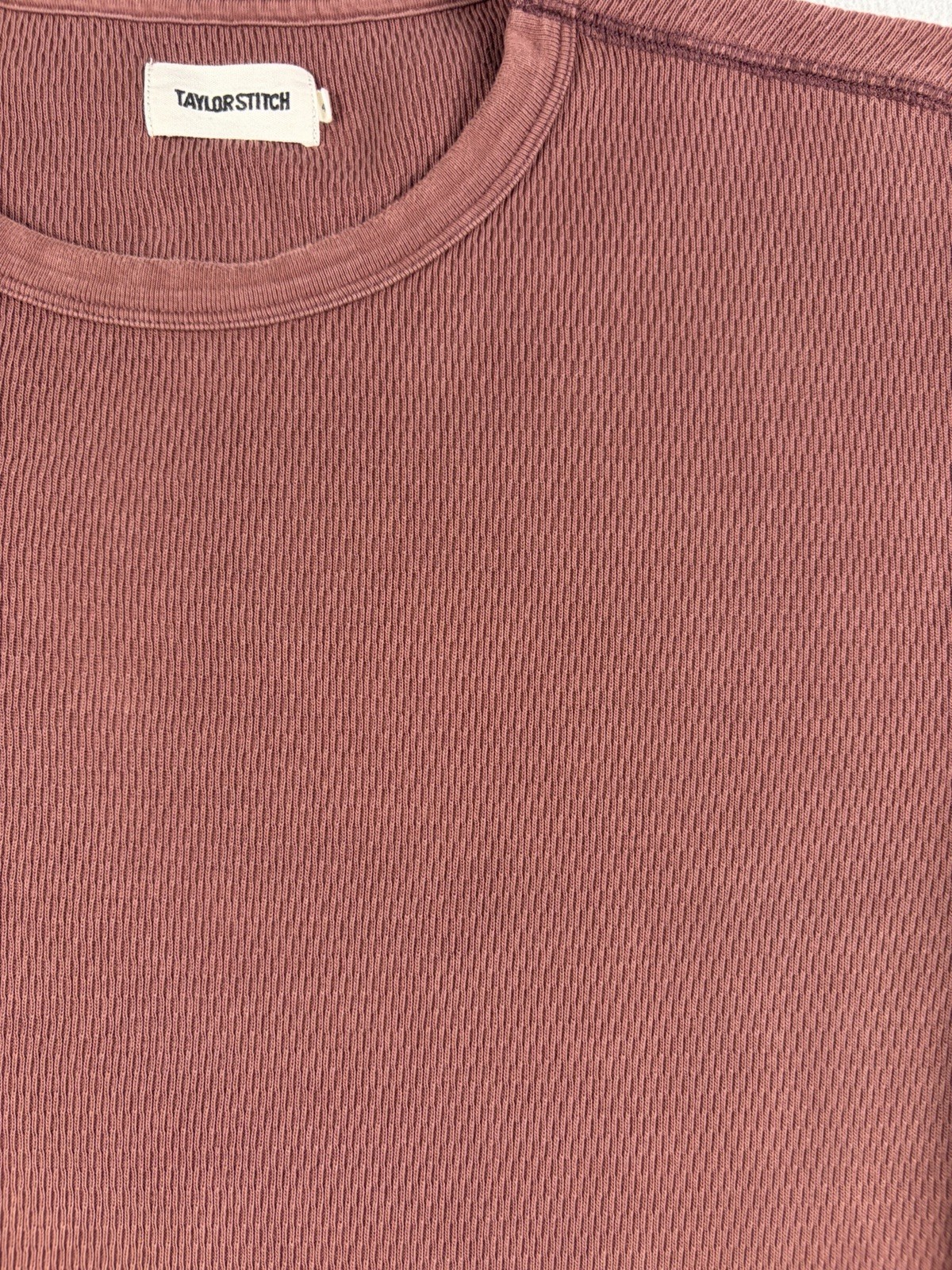 Taylor Stitch Shirt Men’s Size 46 Rust Brown Waffle Knit Crewneck Longsleeve