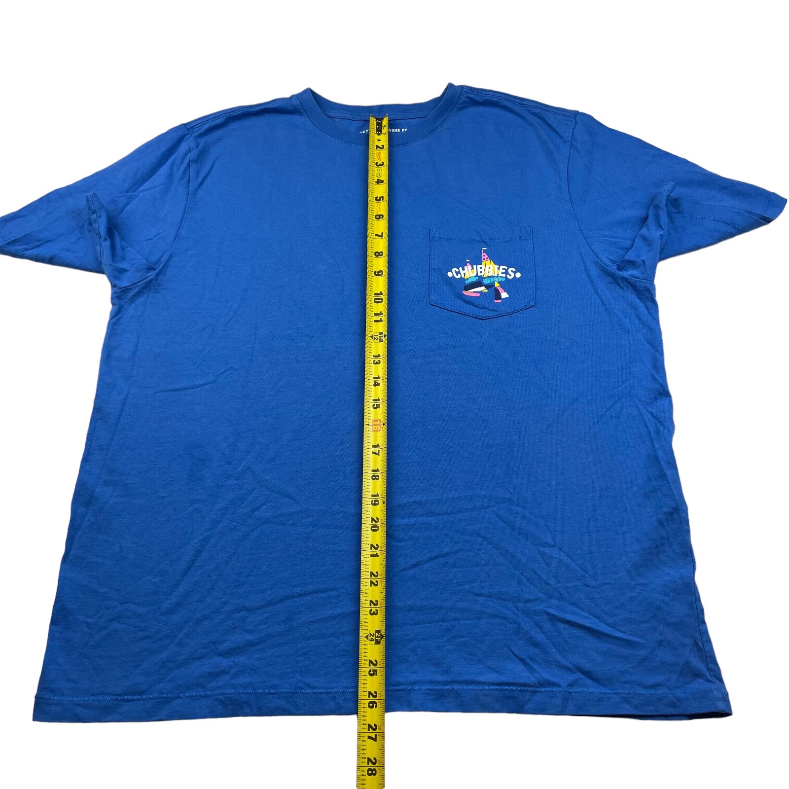 Chubbies Men’s “Seas The Weekend” 100% Cotton S/S Pocket T-Shirt Blue • XL