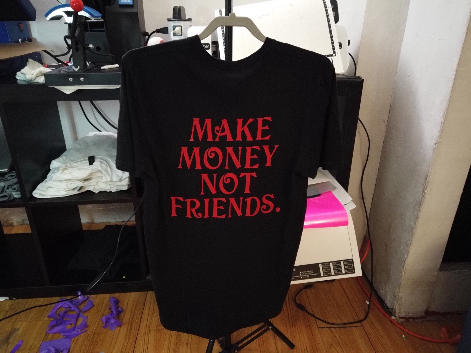 T shirt Custom Made Embroidered Htv Vinyl Make Money Not Friends