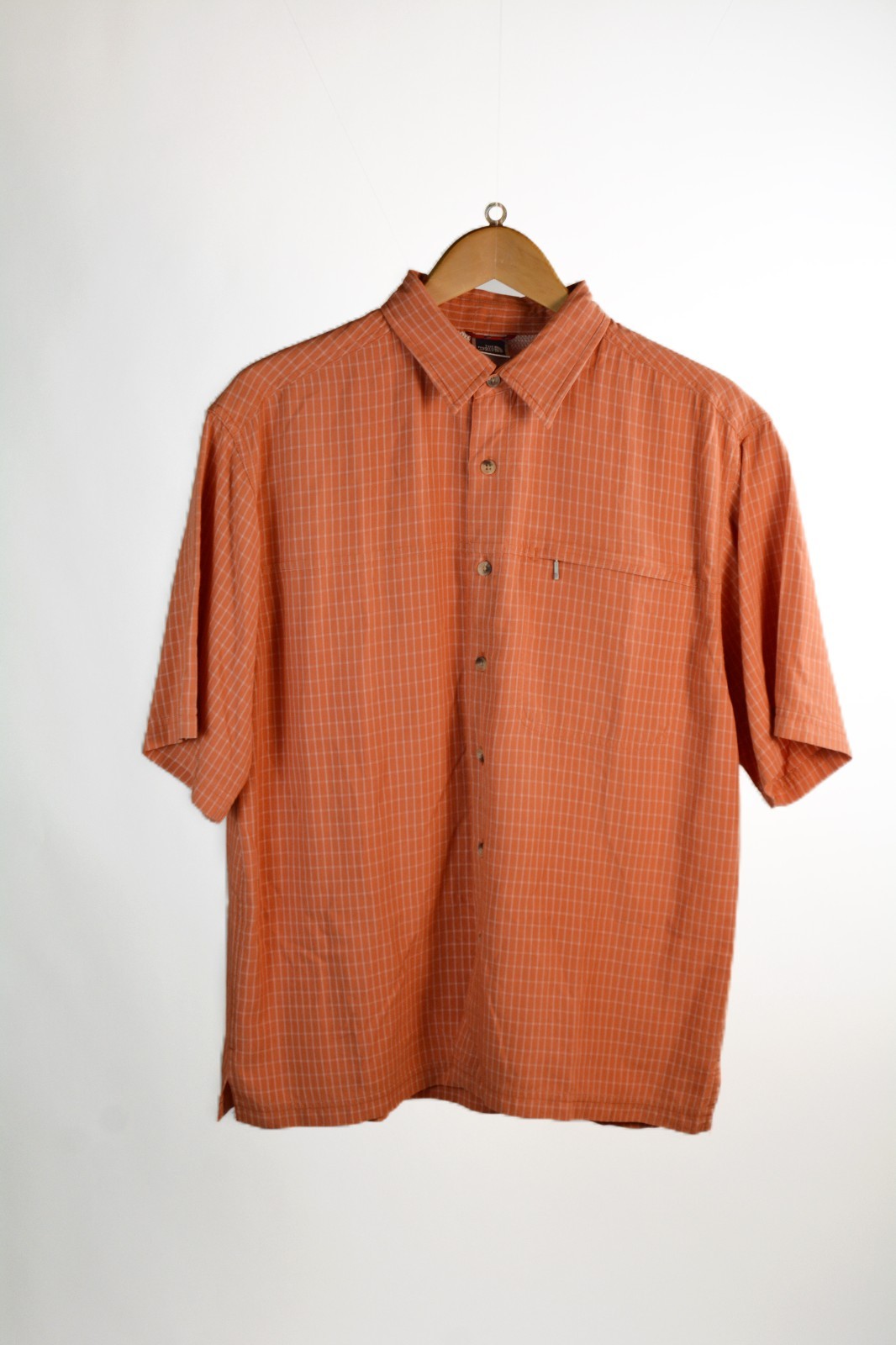 The North Face Mens Short Sleeve Shirt | Orange Plaid Modal Size M 811