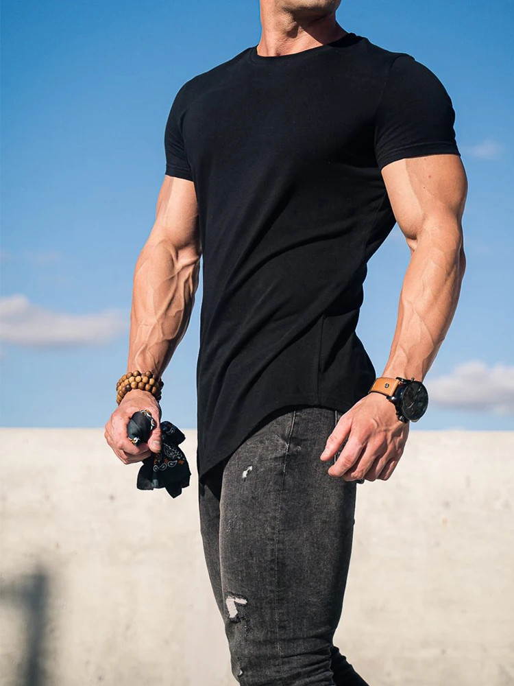 Men Muscle Fitness Workout Shirt Summer Cotton Gym Sport Tee Tshirt Top Fun Gift