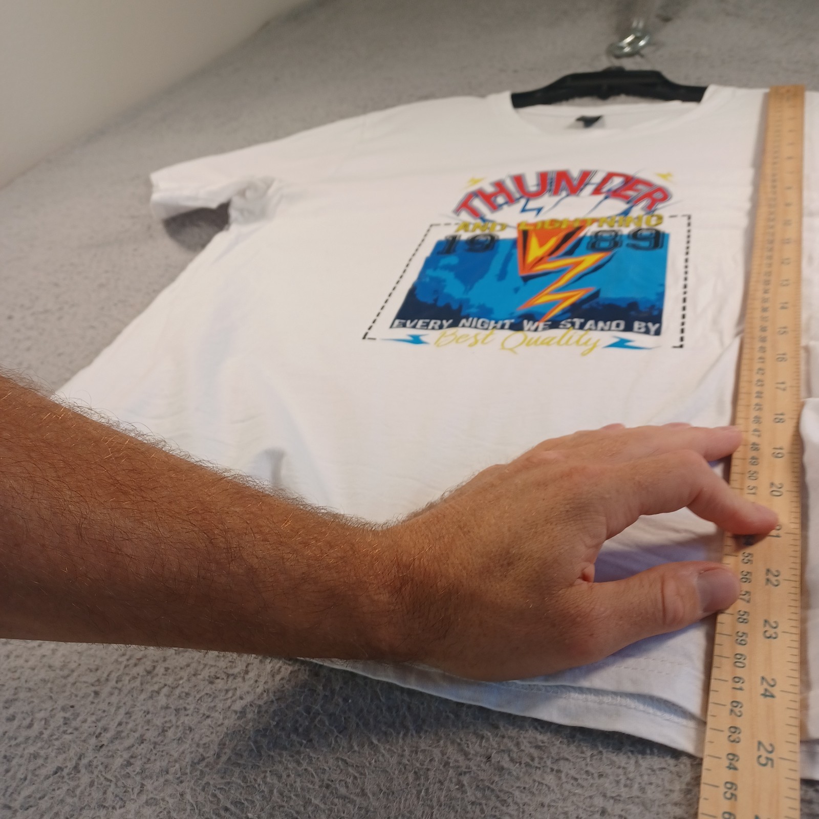 ROMWE Thunder And Lightning Mens White T-Shirt Size Large 1989 Best Quality Soft