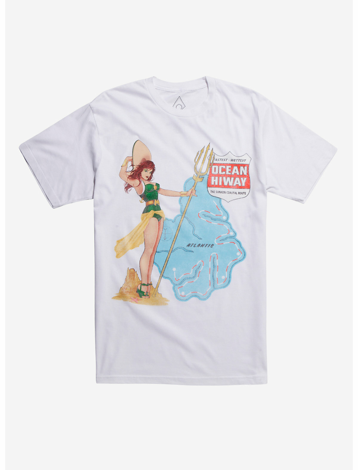 DC Comics Aquaman Mera Bombshell Men’s T-Shirt Size: X-Large Ocean Highway Sign