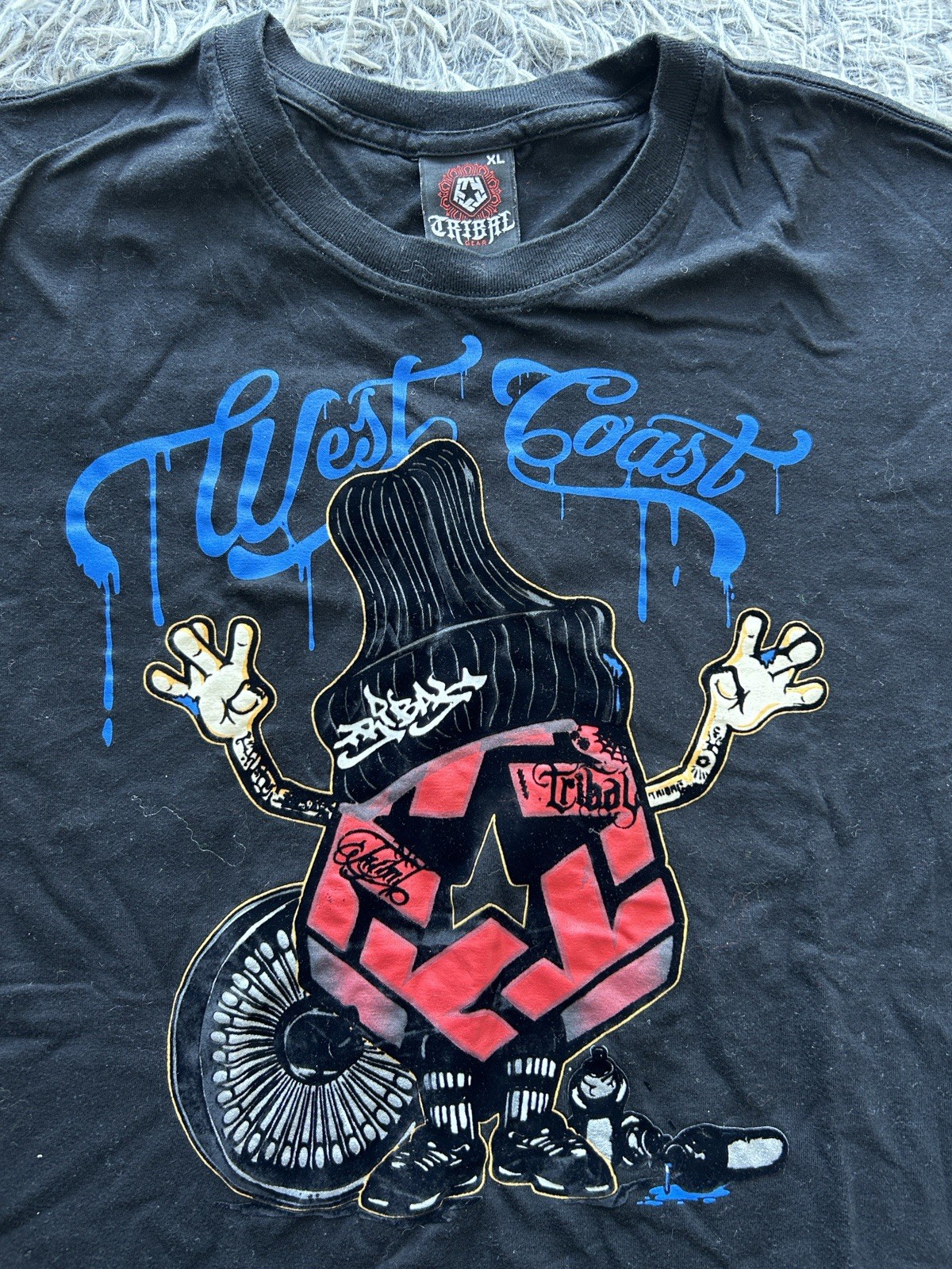 Tribal Gear Shirt Mens XL Black West Coast Y2K Graffiti Art Streetwear Skater