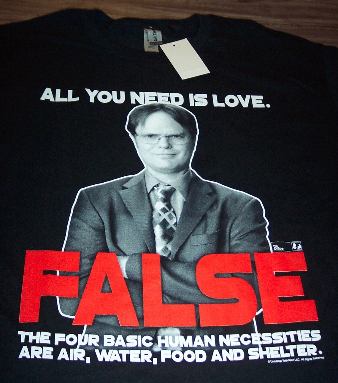 THE OFFICE Dwight Schrute FALSE T-Shirt SMALL NEW w/ TAG Love Is All You Need